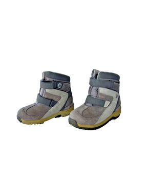Columbia Nanuk Kids Winter Boots Brown Gray Insulated Hook & Loop Size 12